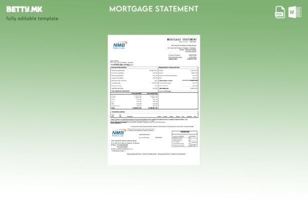 модерен стил Танзанија NMB банка хипотека изјава во шаблон формати Word и PDF